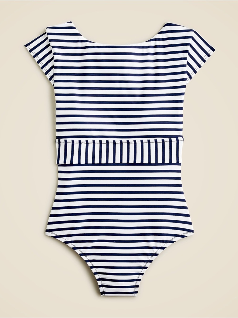J crew Cap-sleeve one-piece swimsuit in classic stripe